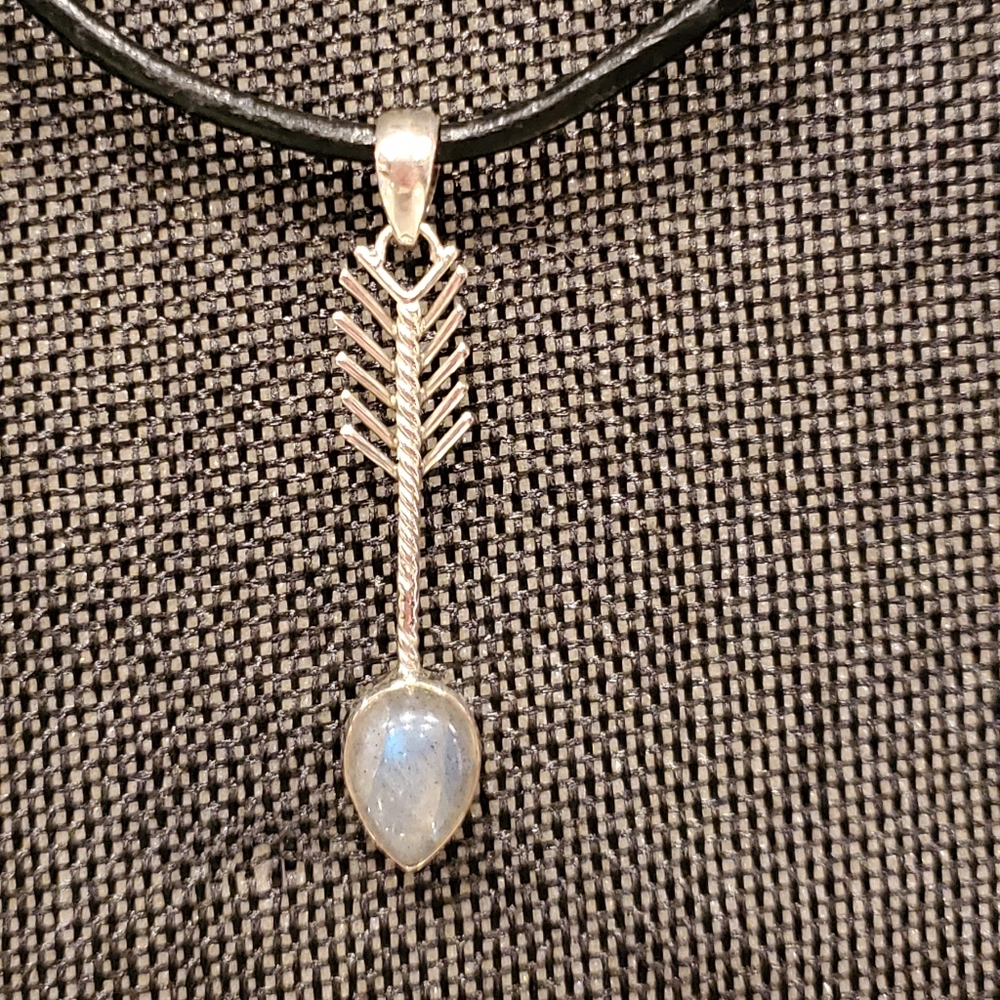 Rainbow moonstone designer arrow necklace